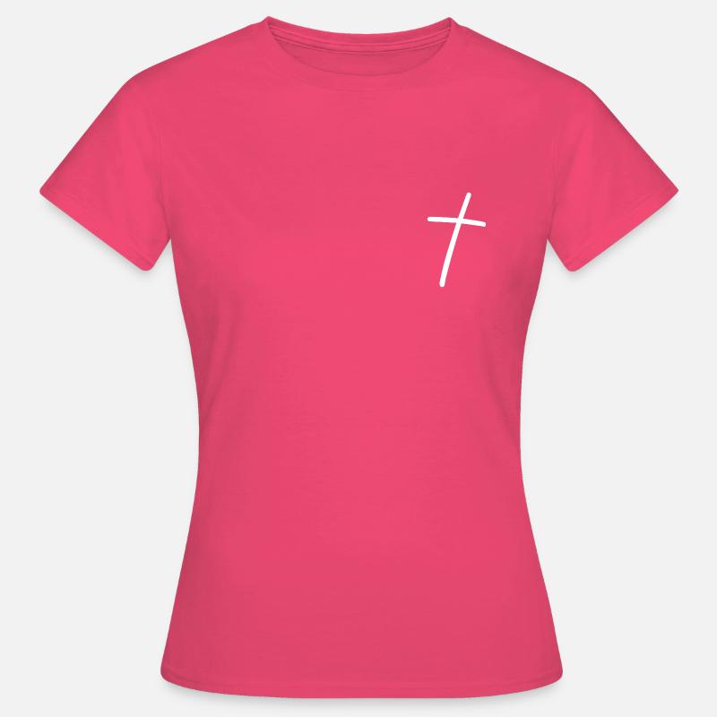 White Christian Cross drawn - Women's T-Shirt - azalea