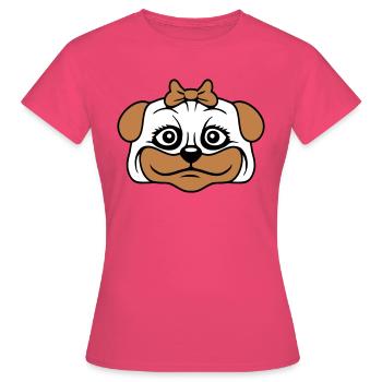 Dog Pug Girl Pretty Bow Woman Female - Women's T-Shirt - azalea - Front - AI Model Female 172 dark (172cm)