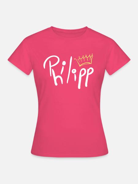 Krone Name Namensschild Philipp - Frauen T-Shirt - Azalea