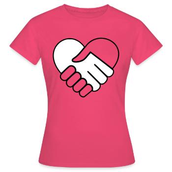 Coeur main dans la main blanc-incolore - T-shirt Femme - rose azalée - Devant - AI Model Female 172 dark (172cm)