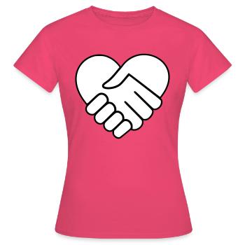 Main dans la main coeur blanc - T-shirt Femme - rose azalée - Devant - AI Model Female 172 dark (172cm)