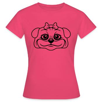 Dog Pug Girl Pretty Bow Woman Female - Women's T-Shirt - azalea - Front - AI Model Female 172 dark (172cm)