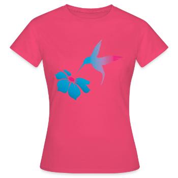 Kolibri und Blüte - Verbindung und Leichtigkeit - Frauen T-Shirt - Azalea - Vorne - AI Model Female 172 dark (172cm)