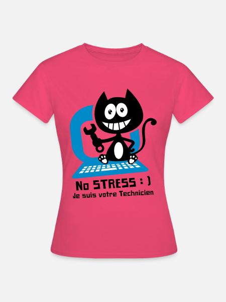 Chat technicien informatique, humour de chat ! - T-shirt Femme - rose azalée
