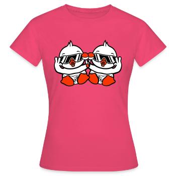2 oiseaux bébé enfant hochet couche lunettes de soleil paix - T-shirt Femme - rose azalée - Devant - AI Model Female 172 dark (172cm)
