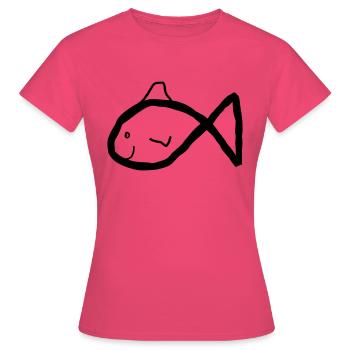 Poisson - T-shirt Femme - rose azalée - Devant - AI Model Female 172 dark (172cm)