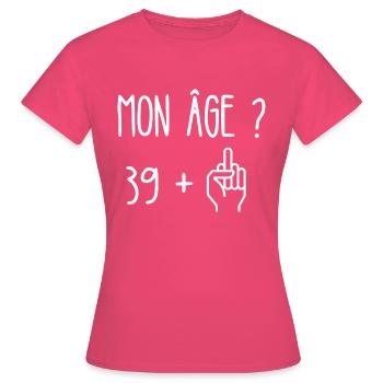 quarante ans - T-shirt Femme - rose azalée - Devant - AI Model Female 172 dark (172cm)