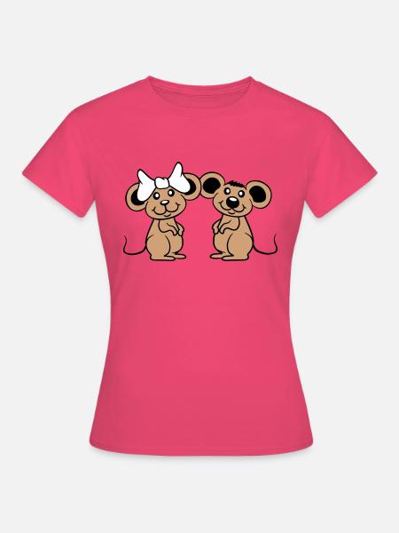 2 Mäuse Paar Zwei Verliebt Valentinstag Frau Mann - Frauen T-Shirt - Azalea