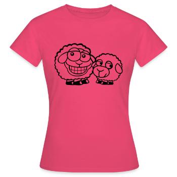 2 Sheep Friends Team Crew Dad Family Baby Mom - Women's T-Shirt - azalea - Front - AI Model Female 172 dark (172cm)