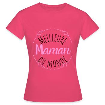 Meilleure maman du monde-cadeau mère noël-fête - T-shirt Femme - rose azalée - Devant - AI Model Female 172 dark (172cm)