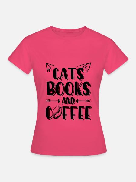 katzen bücher kaffee - Frauen T-Shirt - Azalea