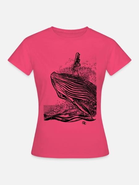 Wal Whale Flight - Frauen T-Shirt - Azalea