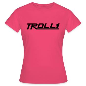Troll Schriftzug - Frauen T-Shirt - Azalea - Vorne - AI Model Female 172 dark (172cm)