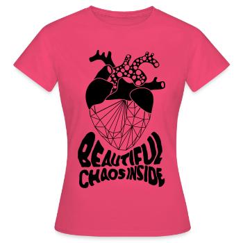 Beau chaos à l’intérieur – Citation drôle - T-shirt Femme - rose azalée - Devant - AI Model Female 172 dark (172cm)