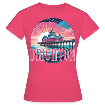 Brighton England Pier Urlaub sunset UK holiday fun - Frauen T-Shirt - Azalea - Vorne - AI Model Female 172 dark (172cm)