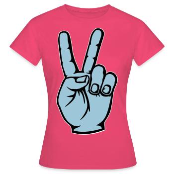 Viktory Signe de Paix Main - T-shirt Femme - rose azalée - Devant - AI Model Female 172 dark (172cm)