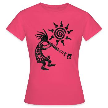 Native American Kokopelli Musican With Flute 2 - T-shirt Femme - rose azalée - Devant - AI Model Female 172 dark (172cm)