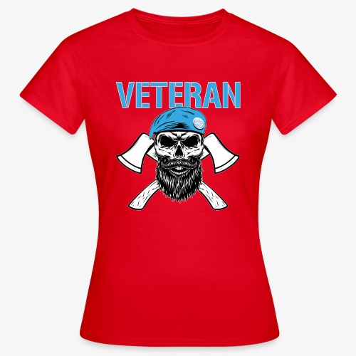 Veteran - Dödskalle med blå basker och yxor - T-shirt dam