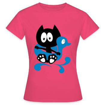 C'est l'heure du bain ! humour chat qui se baigne - T-shirt Femme - rose azalée - Devant - AI Model Female 172 dark (172cm)