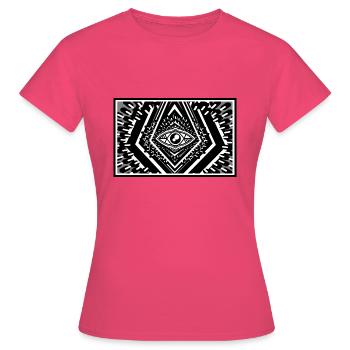 Monochrome Radiant Eye Sun Rays in Space - Women's T-Shirt - azalea - Front - AI Model Female 172 dark (172cm)