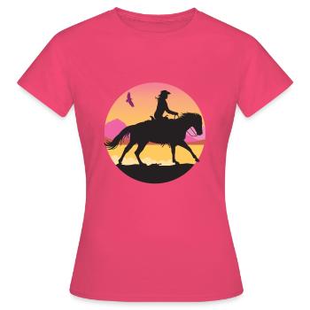 Western Riding Quarter Horse Reining Femmes - T-shirt Femme - rose azalée - Devant - AI Model Female 172 dark (172cm)