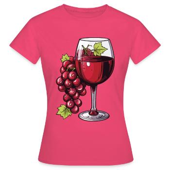 Verre à vin Raisins Vin - T-shirt Femme - rose azalée - Devant - AI Model Female 172 dark (172cm)