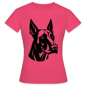 Tête de chien Doberman - T-shirt Femme - rose azalée - Devant - AI Model Female 172 dark (172cm)