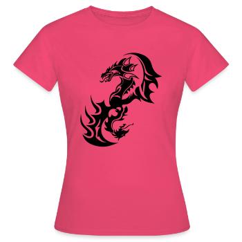 dragon tribal tattoo tatouage14 - T-shirt Femme - rose azalée - Devant - AI Model Female 172 dark (172cm)