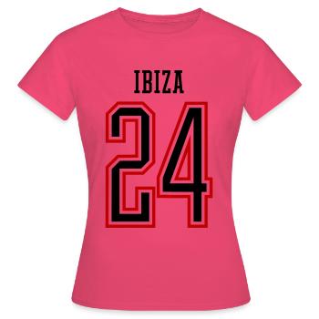 Ibiza 24 Jours fériés 2024 - T-shirt Femme - rose azalée - Devant - AI Model Female 172 dark (172cm)