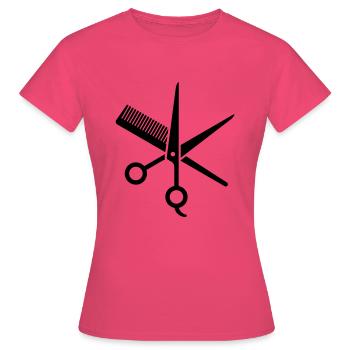Haarschere und Kamm. Friseursalon - Frauen T-Shirt - Azalea - Vorne - AI Model Female 172 dark (172cm)