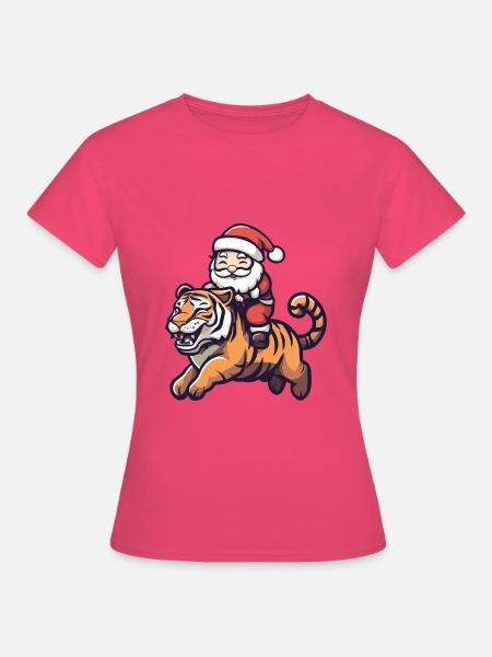Tiger Weihnachtsmann - Frauen T-Shirt - Azalea