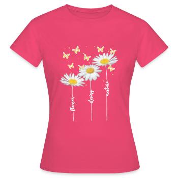 Margeriten, Blumen, Sommer - Frauen T-Shirt - Azalea - Vorne - AI Model Female 172 dark (172cm)