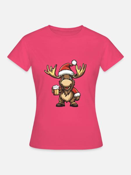 Elch Bier Xmas Weihnachten - Frauen T-Shirt - Azalea
