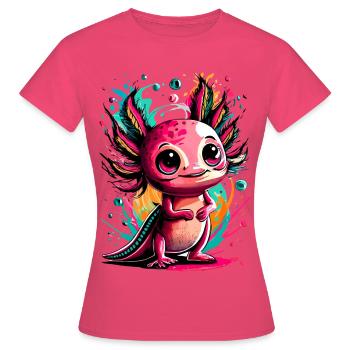 Axolotl Coloré - Axolotl Amphibien - Amphibien Coloré - T-shirt Femme - rose azalée - Devant - AI Model Female 172 dark (172cm)