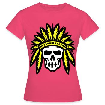 Crâne de chef indien apache - T-shirt Femme - rose azalée - Devant - AI Model Female 172 dark (172cm)