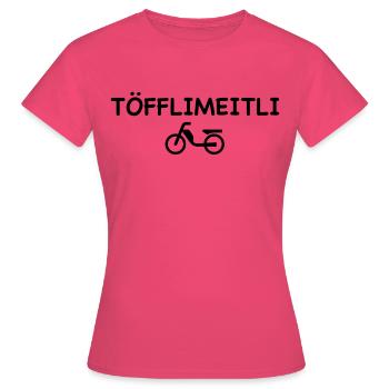 Tofflimeitli | Töfflibueb, Schweiz, 90er, 80er - Frauen T-Shirt - Azalea - Vorne - AI Model Female 172 dark (172cm)
