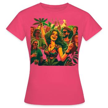 Crazy Party People Cadeau - T-shirt Femme - rose azalée - Devant - AI Model Female 172 dark (172cm)