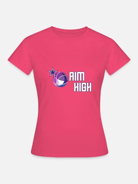 AIM HIGH - Motto mit Erde und Stern in Violett - Frauen T-Shirt - Azalea