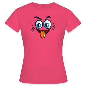 visage content, heureux, cartoon - T-shirt Femme - rose azalée - Devant - AI Model Female 172 dark (172cm)