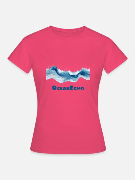 Wellenmotiv im Linienstil - OceanEcho - Frauen T-Shirt - Azalea