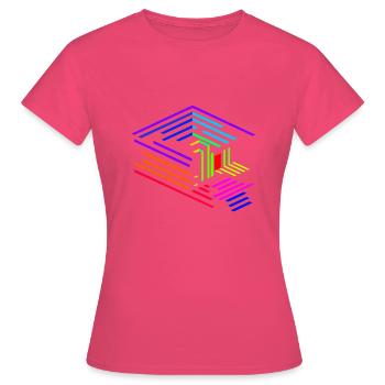 Liniengeometrie eines Objektes in Regenbogenfarben - Frauen T-Shirt - Azalea - Vorne - AI Model Female 172 dark (172cm)