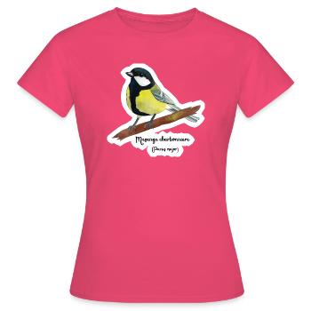 Mésange charbonnière - T-shirt Femme - rose azalée - Devant - AI Model Female 172 dark (172cm)