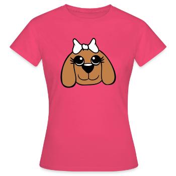 Dog Face Girl Cute Bow Female Woman - Women's T-Shirt - azalea - Front - AI Model Female 172 dark (172cm)