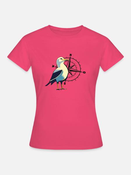 Möwe mit Kompass - Frauen T-Shirt - Azalea