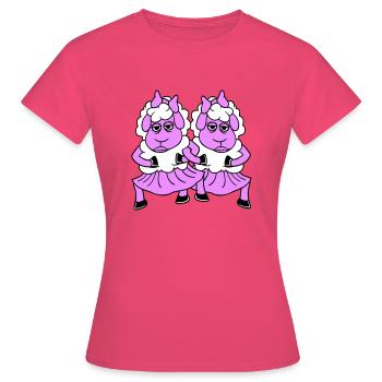 2 Couple de moutons Fatigué Ennuyé Copines Cool - T-shirt Femme - rose azalée - Devant - AI Model Female 172 dark (172cm)