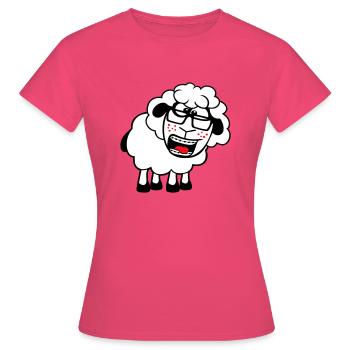 mouton nerd hornglasses fermoir lunettes geek smart - T-shirt Femme - rose azalée - Devant - AI Model Female 172 dark (172cm)