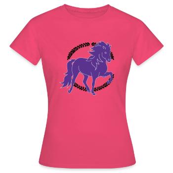 Cheval islandais Tölter - T-shirt Femme - rose azalée - Devant - AI Model Female 172 dark (172cm)