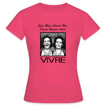 VIVRE Black - T-shirt Femme - rose azalée - Devant - AI Model Female 172 dark (172cm)