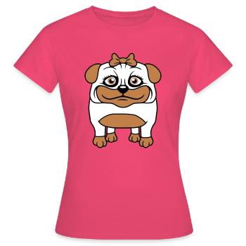 Dog Pug Girl Pretty Bow Woman Female - Women's T-Shirt - azalea - Front - AI Model Female 172 dark (172cm)