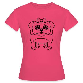 Dog Pug Girl Pretty Bow Woman Female - Women's T-Shirt - azalea - Front - AI Model Female 172 dark (172cm)